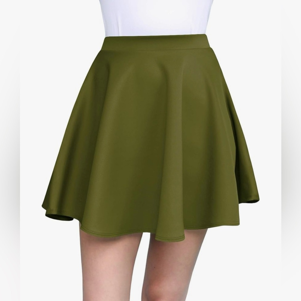 Women's Basic Versatile Stretchy Flared Casual Mini Skater Skirt - Picture 3 of 5